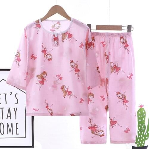 New Baby Girls 3/4 Sleeve Pajamas Set Summer Thin Pijamas Girls Pajamas Sets Kids Pyjamas Comfortable Pajama for Boys