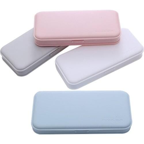 Creative and simple makaron stationery box ins large capacity grid storage non printing wind waterproof frosted student pen box