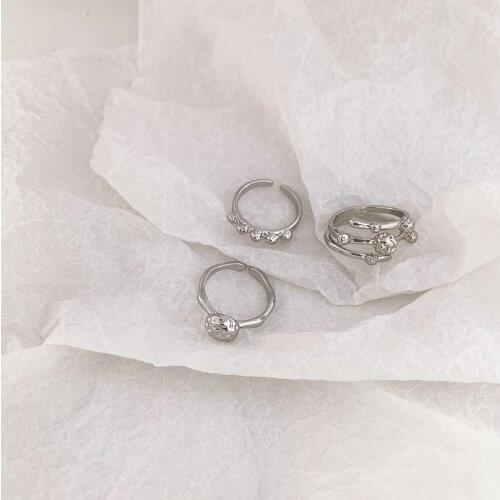 Origin Summer Minimalist Irregular Geometrical Ring for Women Girls Silver Color Open Adjustable Metal Index Finger Ring Jewelry