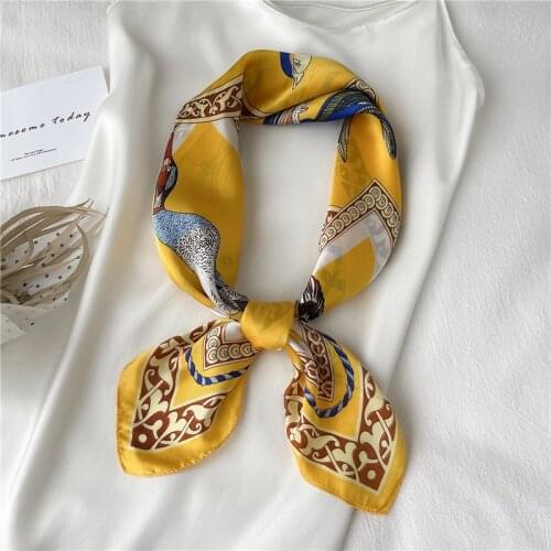 Popural Women Square Silk Scarf Print Elegant Neck Tie Girls Hair Band Bag Foulard Headwear Hijab Shawl Bandana Neckerchief 2021