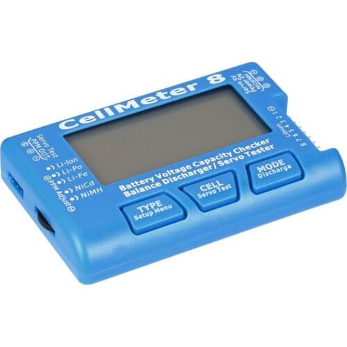 RC Digital CellMeter 8 Servo Tester 2S-8S with LCD Backlight Battery Voltage Capacity Checker Balance Discharger