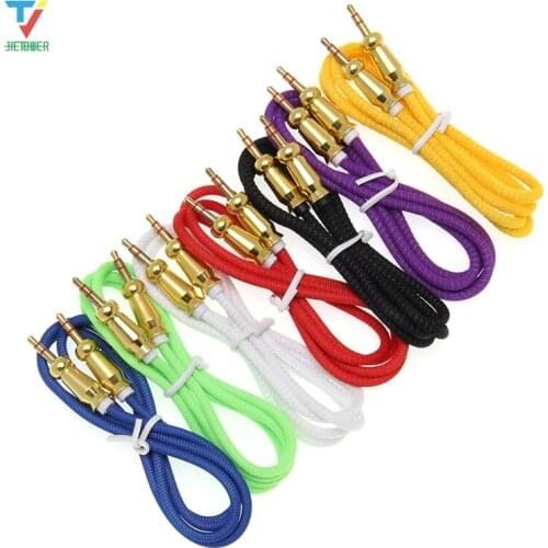 AUX Gourd Style Textile Durable 3.5mm Male To Male Audio Cable Plug Audio Cable for Mp3 Speaker Palyer 500pcs/lot