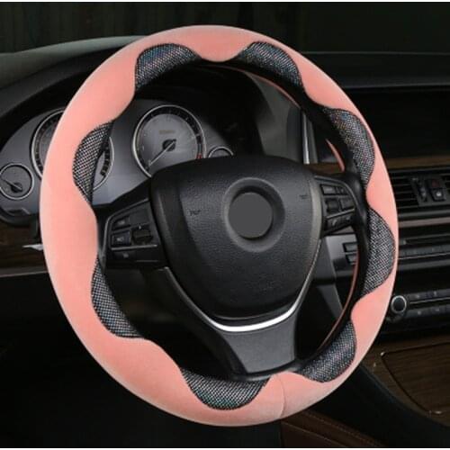 Universal 37-38cm Diameter Soft Plush Rhinestone Car Steering Wheel Cover Interior Accessories Steering-Cover Car-styling