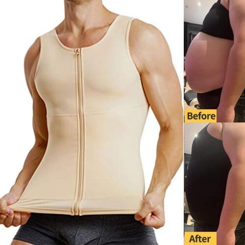 Slimming Body Shaper for Men Fitness Waist Trainer Corset Compression Shirt Tummy Control Shapewear Sweat Suit for Fat Burn