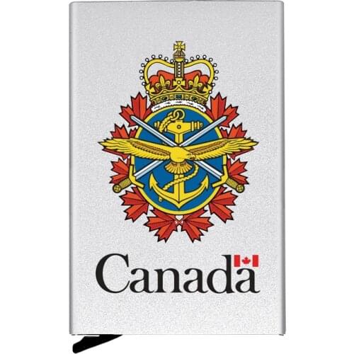 High Quality Classic Canada Symbol Automatic Pop Up Credit Card Holder Cover Rfid Aluminum Pocket Wallet