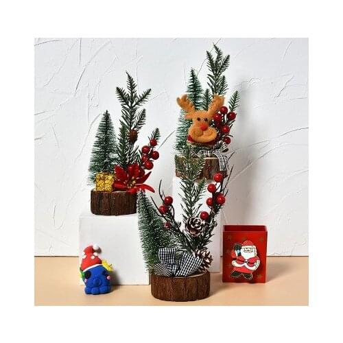 YOOAP Mini Christmas Tree With Lights Small Accessories Bow Bells Pine Cone Gifts Christmas Desktop New Year Decorations gifts