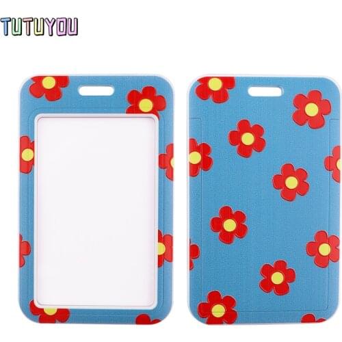 1pcs PC2962 Red Flowers Bank Credit Card Holder Wallet Bus ID Name Work Card Holder For Student Card Cover Business Card