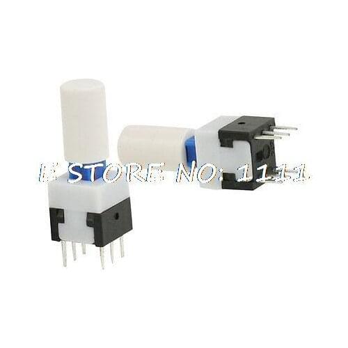10pcs 8 x 8mm White Cap PCB Momentary Push Button Tact Tactile Switch 6 Pin DIP