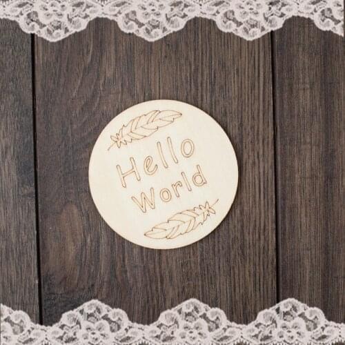 10pcs Helllo World Birth Sign Wooden Milestone Card Newborn Baby Photo Prop