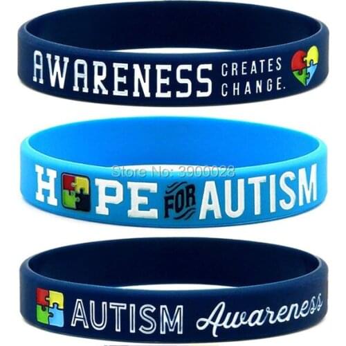 100pcs Autism awareness wristbands silicone bracelets