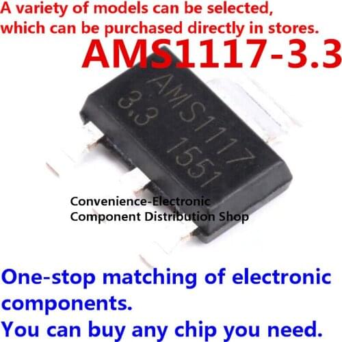 20PCS/PACK AMS1117 AMS1117-3.3 3.3V IC chip linear LDO integrated chip SOT-223 SMD regulated power supply step-down IC