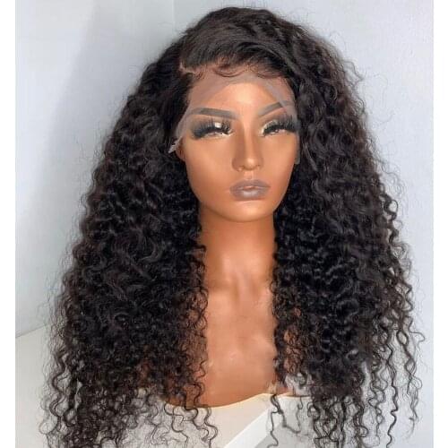26 Inch Long Kinky Curly 180%Density Synthetic Lace Front Wig for Black Woman With Babyhair Preplucked Glueless Heat Resistant