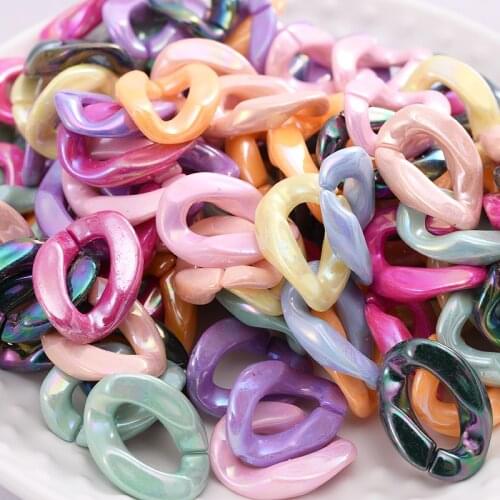 30-120Pcs/Pack Mixed Color AB Acrylic Buckle Beads 14x20mm Spacer Loose Beads For Jewelry Making Necklace Bracelet Accessories