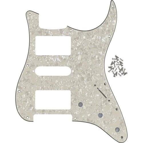 4Ply 11 Holes HSH Electric Guitar Pickguard Scratch Plate & Screws for FD ST Guitar Parts & Accessories ,Aged Pearl