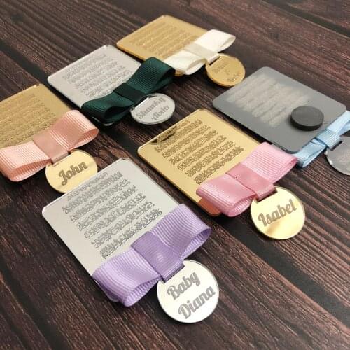 30 PCS Ayatul Kursi Frame Plexi Mirror Baby Gift New Born Welcoming Ameen Muslim Islamic Birthday Wedding Personalized Design