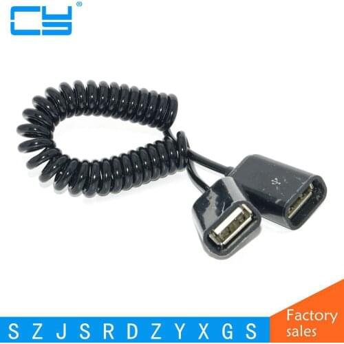 50cm/0.5m USB 2.0 Female to Female Spring Coiled Extention Coil Cable Adapter Connector