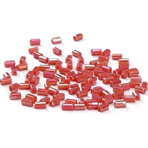 Rose Red AB 50pcs 2*4mm Crystal Beads Austria Crystal Square-shape Loose Beads DIY Jewelry Crafts Making C-3