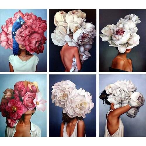 5D Diamond Embroidery Sale Portrait Diamond Painting Full Drill Square Flower Diamond Mosaic Girl Rhinestones Pictures