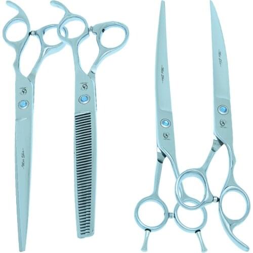 8.0" Pet Grooming Scissors Set Forceps Comb Dog Straight Curved Cutting Shears Animal Thinning Shears Puppy Trimmer Tools B0042A