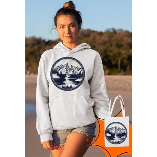 Angemiel Wear Mountain And Lake White Women 'S Hooded Sweatshirt Bags Kombin