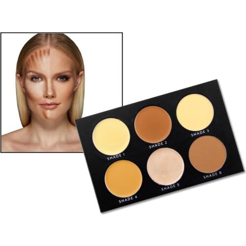 Custom Private Label Face Makeup Bronzer Highlighter Palette 6 Shade High Pigmented Contour Highlight Concealer Powder Cosmetics