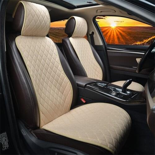 Flax Car Seat Cover Universal Seat Auto Automotive Interior Linen Front Seat Cushions With Backrest for Truck Suv MPV Protector
