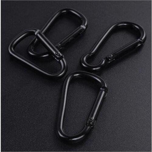 5PCS Black Aluminum Gourd Type Carabiner Spring Clip Keychain Hook For Home Outdoor Camping Hiking Traval Fishing Backpack Bottl