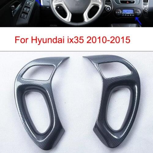 For Hyundai ix35 2010-2015 2PCS Carbon Fiber ABS Car Interior Steering Wheel Cover Trim Moldings Car Styling