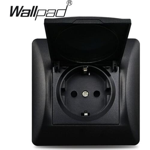 EU Socket with Cap Matte Plastic Panel Wallpad Black European Standard Socket with Dust proof Cap Power Outlet 16A For EU Box