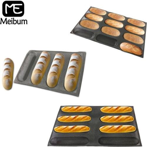 Meibum 5 Types Hot Dog Mould Baguette Silicone Bread Molds Long Loaf Perforated Form Baking Tools Glass Fiber Non Stick Bakeware