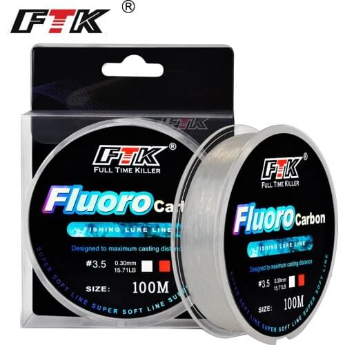 FTK 100m Fluorocarbon Fishing Lure Line 4.13-34.32LB Carbon Fiber Leader Line Fishing Accessories