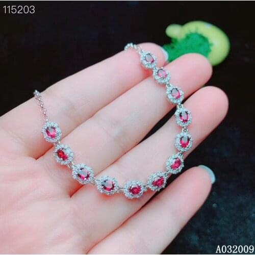 KJJEAXCMY fine jewelry 925 sterling silver inlaid natural garnet bracelet classic girl hand bracelet support test