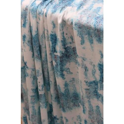 LEO&LIN Summer style heavy silk yarn hazy color white blue flowers 1.5 meters width cloth fabric patchwork (1 meter)