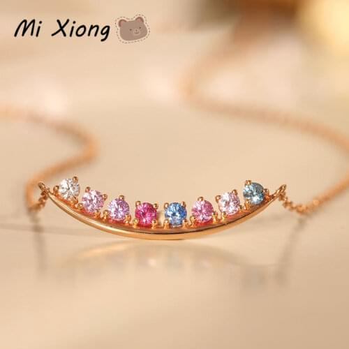 Mi Xiong s925 sterling silver new original rainbow series crystal diamond necklace light luxury ladies charm brand jewelry