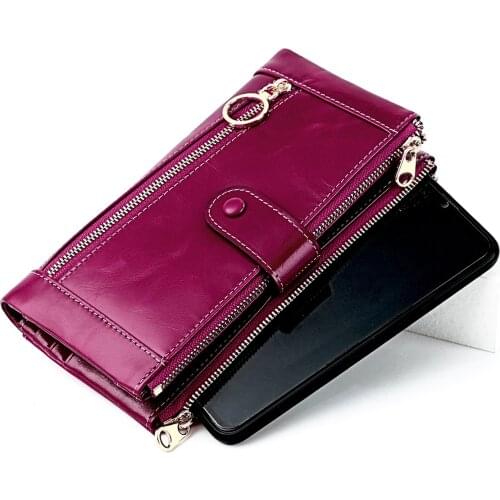 Fashion Wallet Women Genuine Leather Coin Purse Ladies Long Fashion Female Purses Card Hold Money Bag Cartera Mujer
