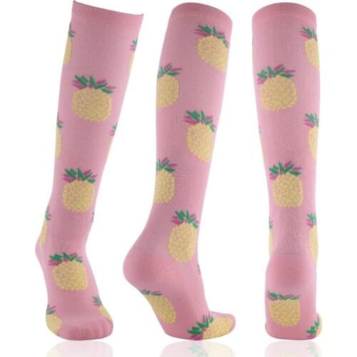 Men Women Compression Stockings 20-30mmHg Fruit Pattern Outdoor Running Sports SocksCirculation Athletic Edema Varicose Veins