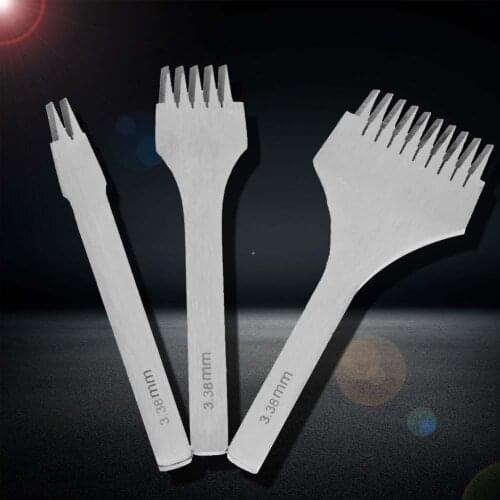 3Pcs Oblique Flat Cut French Leather Craft Punch Carving Art Tools Set Sharp DIY Leather Punching Tool