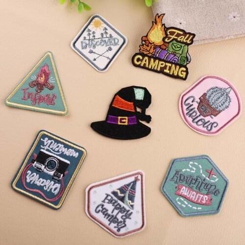 New 1PCS Halloween Witch Hat Patches Camera Badges Patch for Clothing Logo for Bonfire Patches Embroidery Tent Badge Sticker