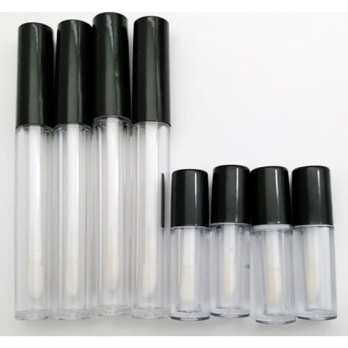New 2/5/8/10pcs/lot 3/10ml Empty Clear Lip Gloss Tube With Make up Blck Lid Lips Balm Brush Container Beauty Makeup Tools Hot