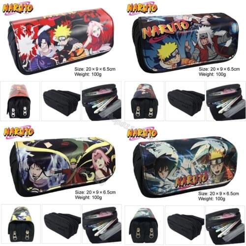 Narutos Boy Pencil Case Child Pu Canvas Student Pencil Bag Unisex Student School Pen Case Cartoon Anime Game Pencilcase Kid Gift
