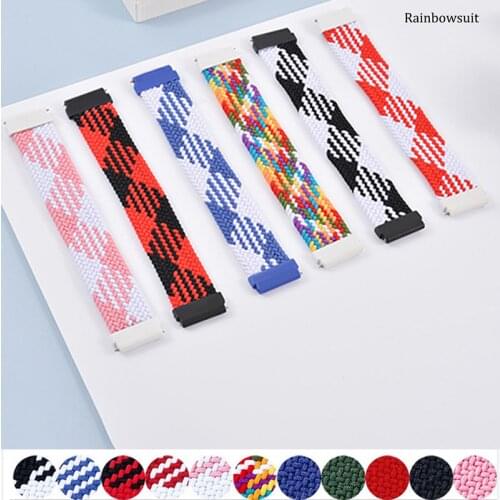 20mm 22mm strap for Samsung Galaxy watch 3 46mm 42mm active 2 40mm 44mm Gear S3 Braided Solo Loop bracelet Huawei GT2 Pro band