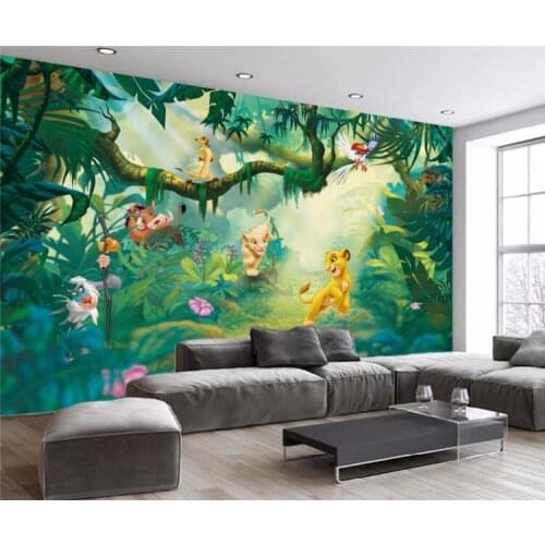 Custom Photo Wallpaper 3D Cartoon Animal Wood Background Wall Decorative Painting Children Background Wall