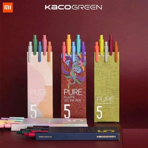 5pcs/box Kaco Cute Retractable Gel Pens Vintage Pen Extra Fine 0.5mm Kawaii Pen Stationery for Kids School Office Supplies