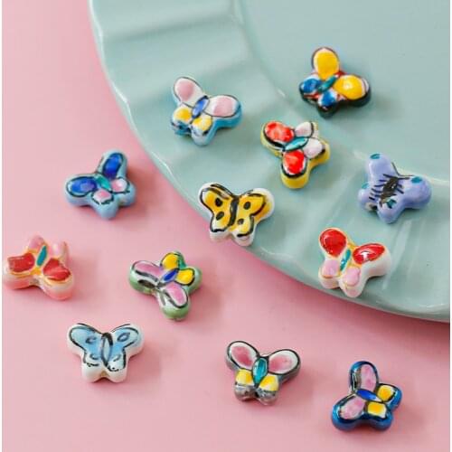 Showa Hand-painted Butterfly Ceramic Beads Loose Beads DIY Beaded Material Necklace Bracelet Jewelry Accessories