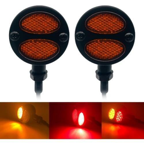 Motorcycle Turn Signal Light DC12V LED Red/Amber Brake Light Vintage Bullet Blinker Turn Signal Tail Light for Dyna Honda Yamaha