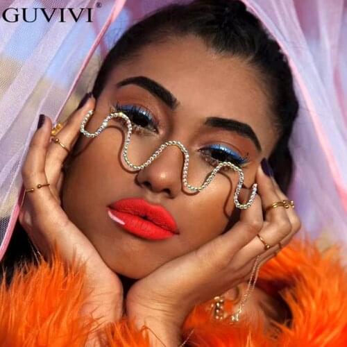Diamond Steampunk Sunglasses Frames Rhinestone Eyeglasses Frames For Women Wave Sunglasses Frames For Men Eyewear Decoration