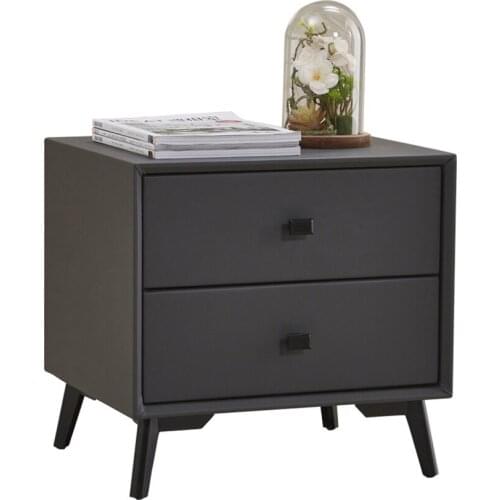 Light Luxury Nightstand Nordic Bedroom Solid Wood Leather Small Bedside Table Storage Cabinet Cupboard Locker Desk Night Table