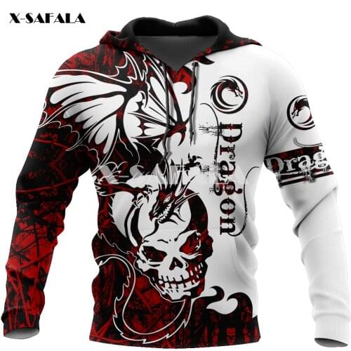 Amazing Wolf Dragon Spirit Tattoo 3D Print XS-7XL Hoodie Man Women Harajuku Outwear Zipper Pullover Sweatshirt Unisex-21