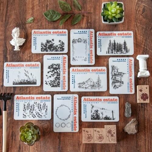 Vintage Mystery Manor Series Plant Decoration Stamp Sponge Rubber Stamps For Scrapbooking Stationery DIY Craft Standard Stamp