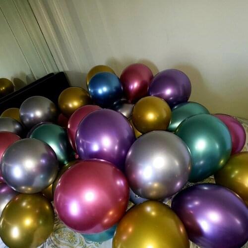 20pcs 12 inch Gold Silver Green Purple Metallic Balloon Happy Birthday Party Wedding Baby Shower Decor Metal Chrome Balloon